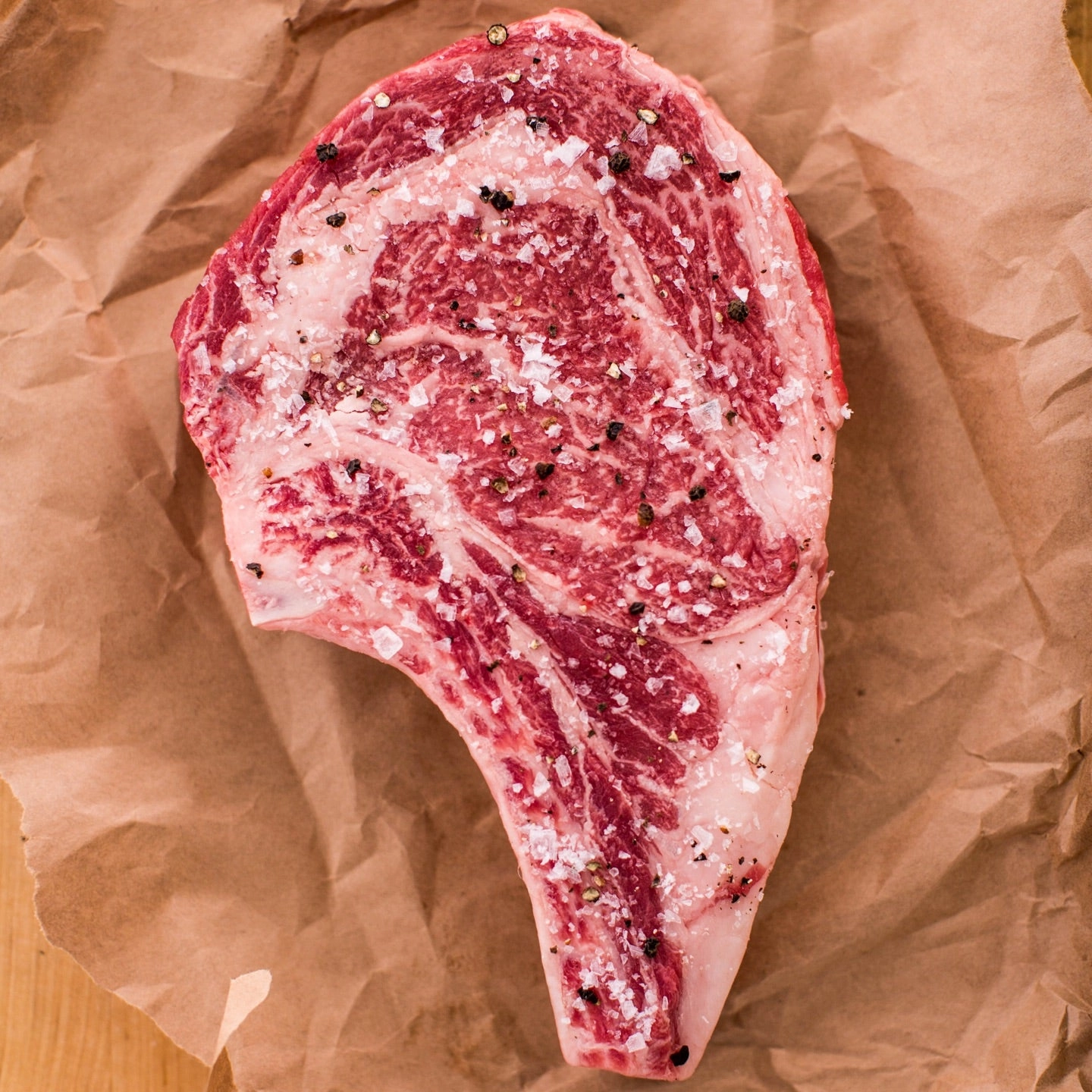 Bone-in ribeye on butcher paper
